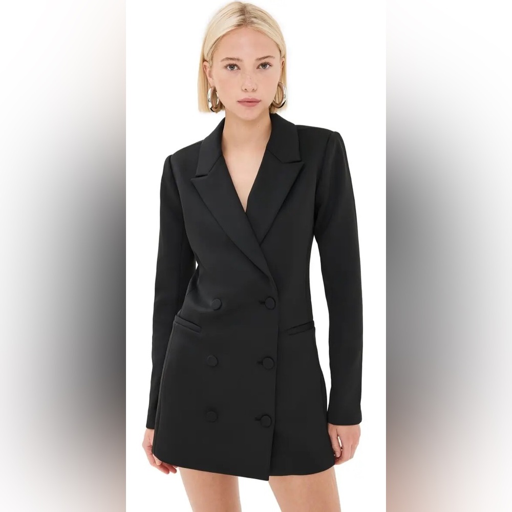 Nwt GOOD AMERICAN Scuba Exec Blazer Dress black